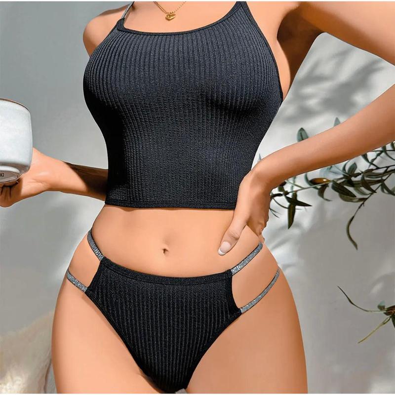 Underwear Set with Shiny Strings panty two-piece